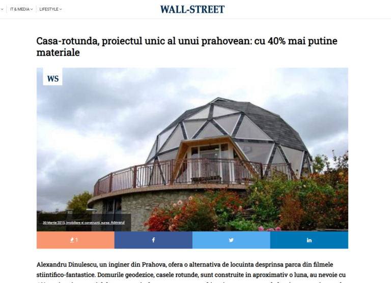 Wall-Street – Casa-rotunda, proiectul unic al unui prahovean: cu 40% mai putine materiale