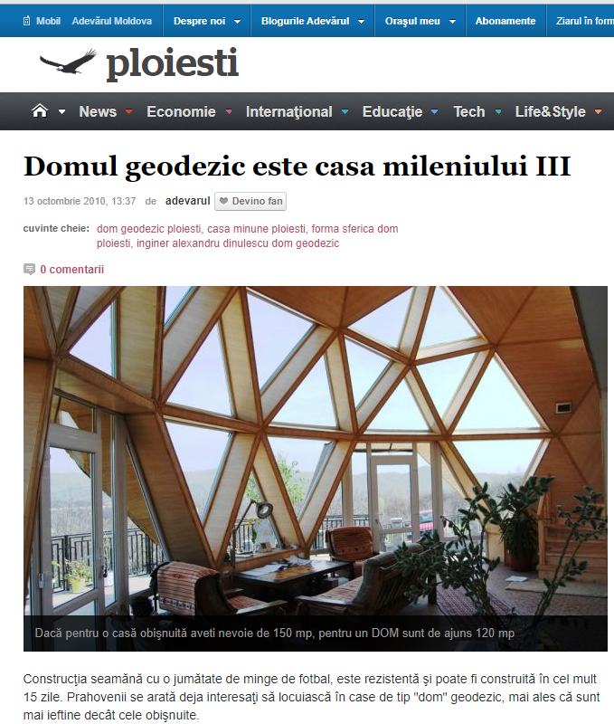 Adevărul – Domul geodezic este casa mileniului III