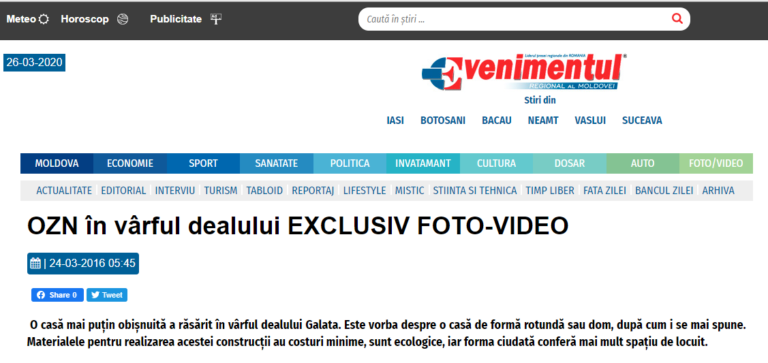 Ziarulevenimentul.ro – OZN în vârful dealului